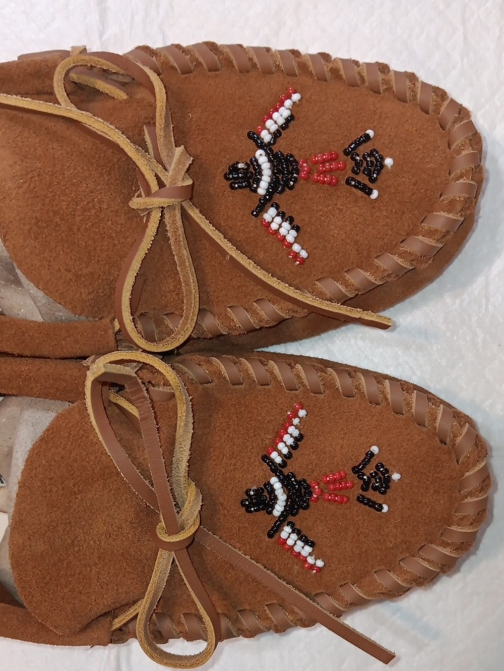 Minnetonka Mens Brown Suede Animikii Thunderbird Beaded Moccasins 10 - Picture 8 of 11